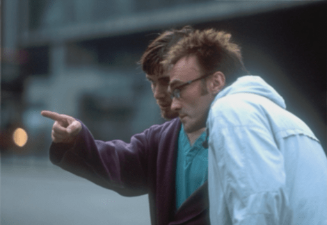 Boyle and his leading man Cillian Murphy on the set of the great 28 Days Later...