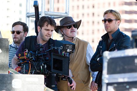 A rare on set snap of Malick, this time with Ryan Gosling filming a yet unnamed film. 